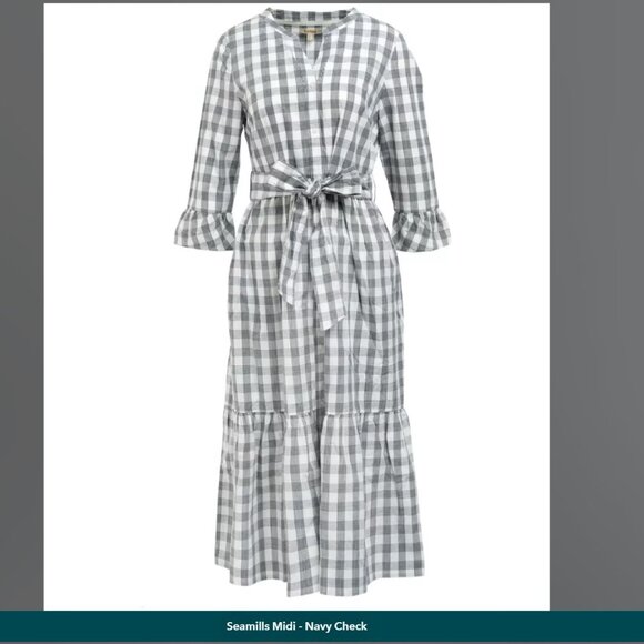 Seamills Midi Navy Check Dress - Picture 1 of 7